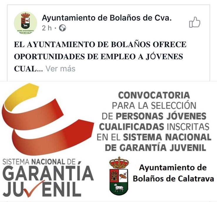 SISTEMA NACIONAL DE GARANTÍA JUVENIL- AYUNTAMIENTO DE BOLAÑOS DE CALATRAVA