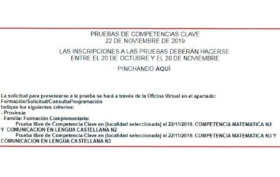 FECHAS DE EXÁMENES DE COMPETENCIAS CLAVE