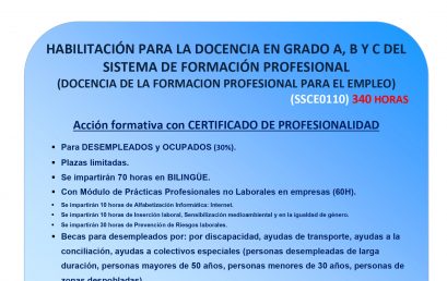 HABILITACIÓN PARA LA DOCENCIA EN GRADO A B Y C DEL SISTEMA DE FORMACIÓN PROFESIONAL