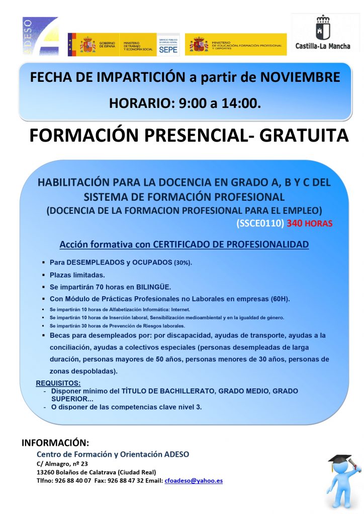 HABILITACIÓN PARA LA DOCENCIA EN GRADO A B Y C DEL SISTEMA DE FORMACIÓN PROFESIONAL